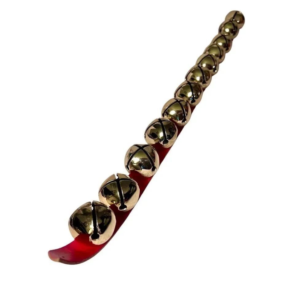 Festive Brass SLEIGH BELLS On A Red Leather Strap 27” - Picture 5 of 7